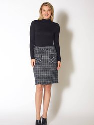 Women's High Rise Pencil Skirt - Navy Tweed