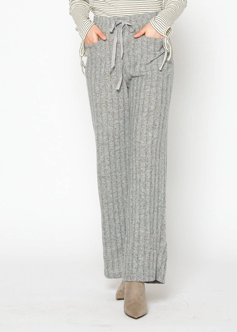 Women's High Waist Ribbed Knit Straight Pants