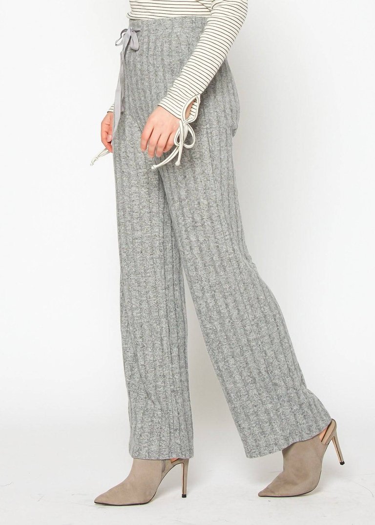 Women's High Waist Ribbed Knit Straight Pants - Dove