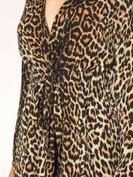 Women's Leopard Tie Front Top In Brown Ivy Leopard