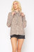 Women's Long Sleeve Inner Cami Tie Neck Blouse Top In Blush Leopard - Brown