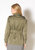 Women's Olive Windbreaker Belted Collar Jacket