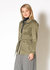 Women's Olive Windbreaker Belted Collar Jacket