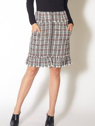 Women's Plaid Tweed Zipper Front Skirt