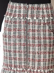 Women's Plaid Tweed Zipper Front Skirt