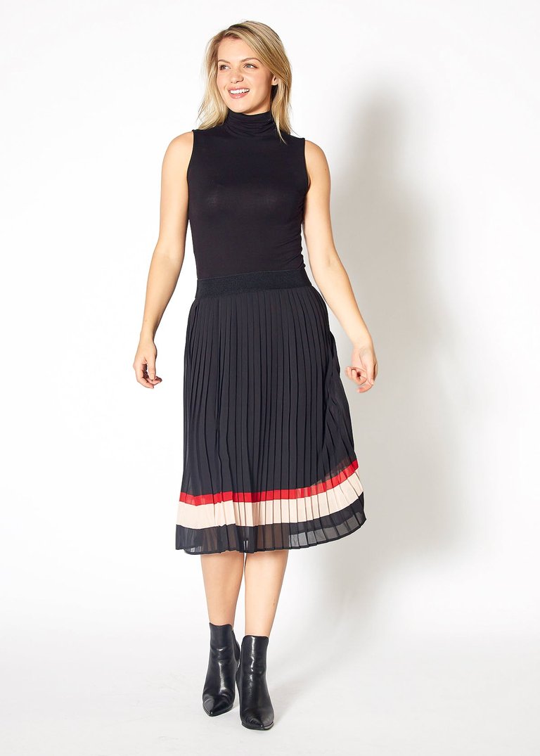 Women's Pleated Chiffon Skirt - Black