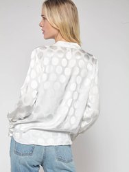 Women's Polka Dot V-neck Surplice Front Pajama Blouse