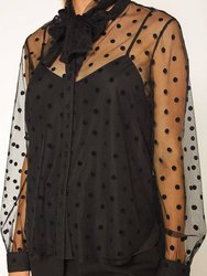 Women's Polkadot Mesh Blouse With Cami