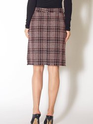 Women's Red Tweed High Rise Pencil Skirt