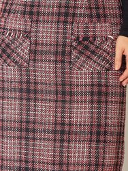 Women's Red Tweed High Rise Pencil Skirt