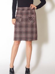 Women's Red Tweed High Rise Pencil Skirt