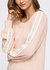 Women's Round Neck Sweater With Long Cuff Sleeves In Blush