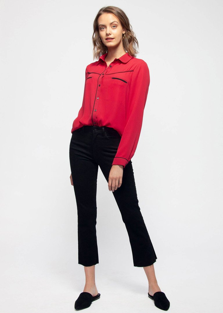 Women's Rounded Collar Button Down Shirt Blouse