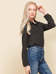 Women's Rounded Collar Button Down Shirt Blouse