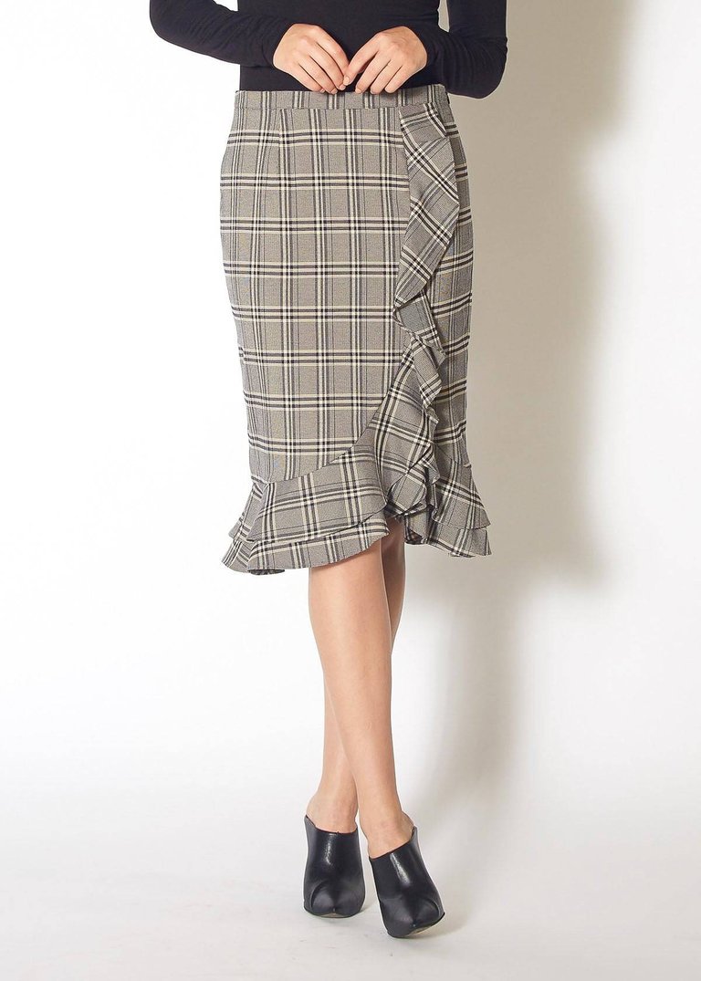 Women's Ruffle Trimmed Pencil Skirt