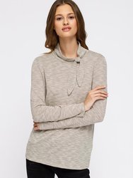 Women's Self-tie Mock Neck Sweater Top - Beige