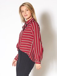 Womens Stripe Tie Neck Blouse