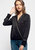 Women's V-neck Surplice Front Pajama Blouse - Black