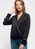 Women's V-neck Surplice Front Pajama Blouse - Black