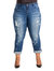 Plus Size Women's Curvy Fit Bleach Spots Boyfriend Jeans - Blue Hurricane