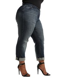 Plus Size Women's Curvy Fit Bleach Spots Boyfriend Jeans