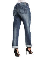 Women's Curvy Fit Medium Stretch Rolled Boyfriend Jeans