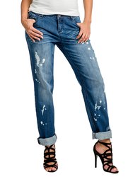 Women's Curvy Fit Medium Stretch Rolled Boyfriend Jeans