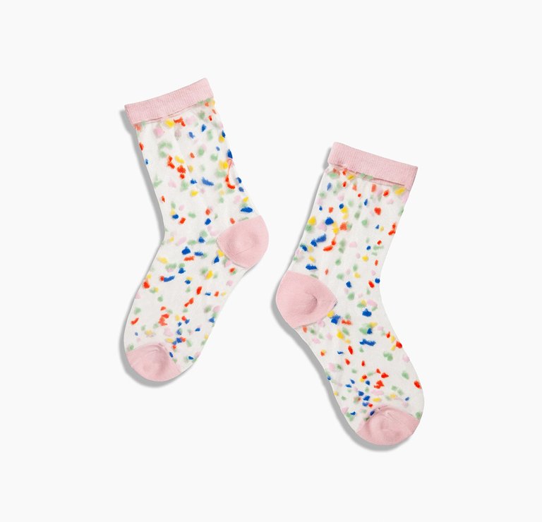 Sheer Socks in Black Lines - Confetti