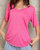 Basic And Soft Slub V Neckline Tee In Flamingo Pink