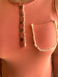 Button Front Tank With Lace Detail