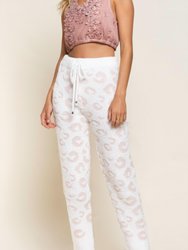 Cozy It Up Leopard Pants - Pink/White