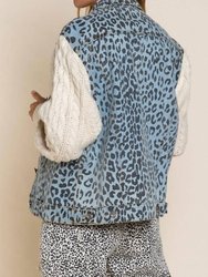 Denim Jacket With Cable Knit Sleeve