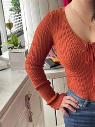 Fitted Sweater With Scoop Neck Line - Medium-Burnt Topaz