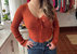 Fitted Sweater With Scoop Neck Line - Medium-Burnt Topaz