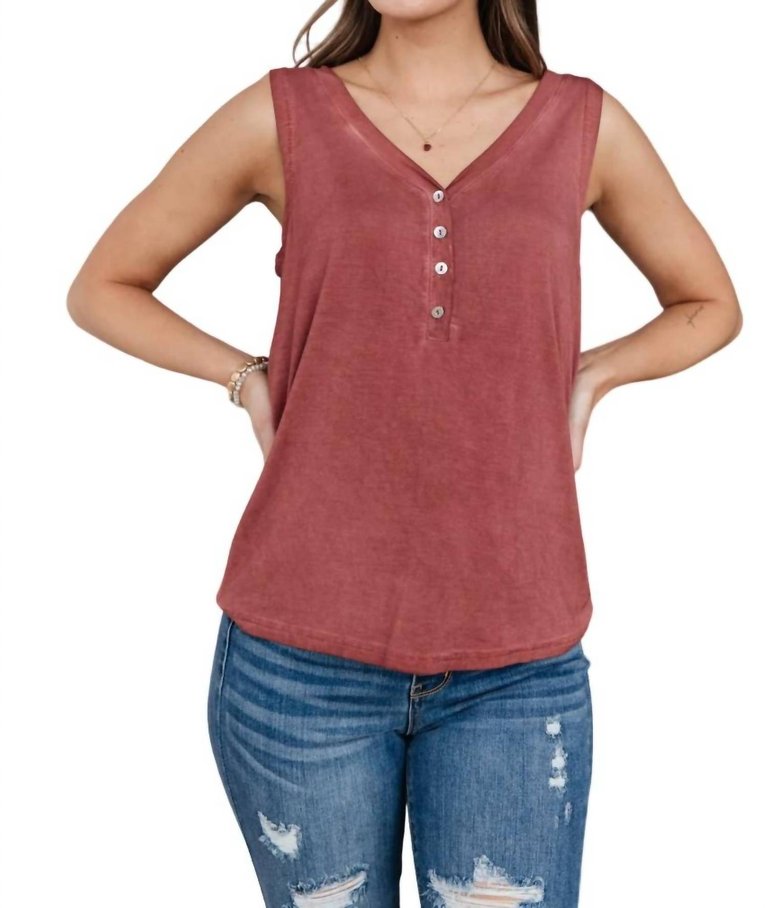 Functional Buttons Tank In Desert Roses - Desert Roses