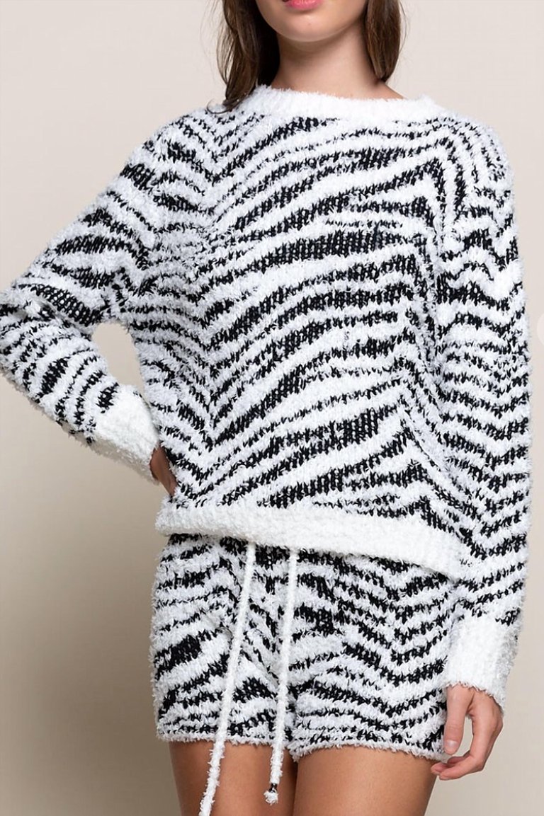 Fuzzy Zebra Shorts - Black, White