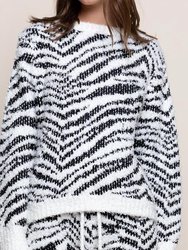 Fuzzy Zebra Sweatshirt - Black, White