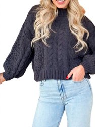 Lily Mock Neck Sweater - Charcoal