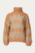 Open-Knit Chunky Turtleneck Sweater - Beige Papaya Stripe