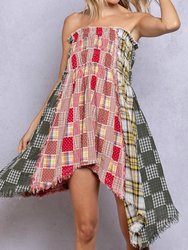 Plaid Top-Dress With Frayed Edge - Multi