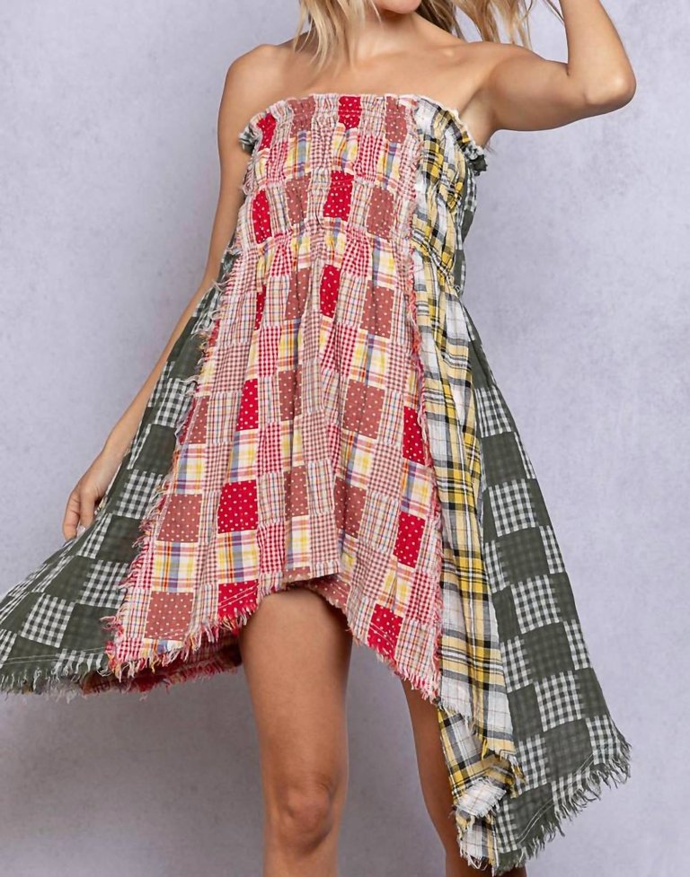 Plaid Top-Dress With Frayed Edge - Multi