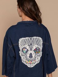 Skeleton Embroidery Denim Jacket
