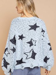 Star Sweater With Balloon Sleeves