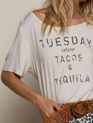 Tacos And Tequila Graphic Tee - Almond