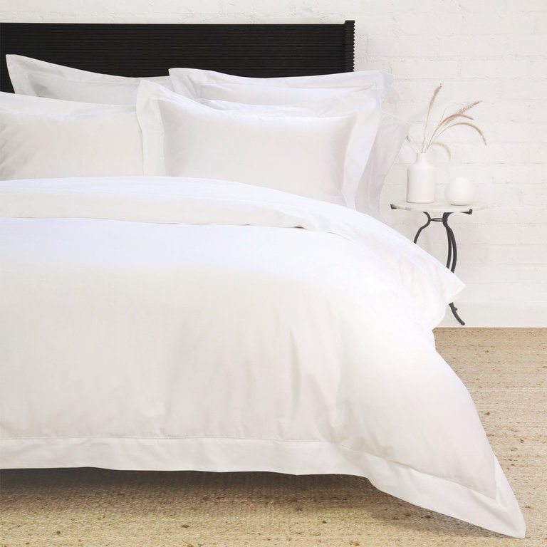 Classico Hemstitch Cotton Sateen Duvet Cover Set - White