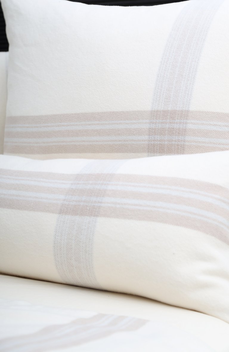 Geneva Brushed Cotton Bed Blanket - Ivory/ Taupe