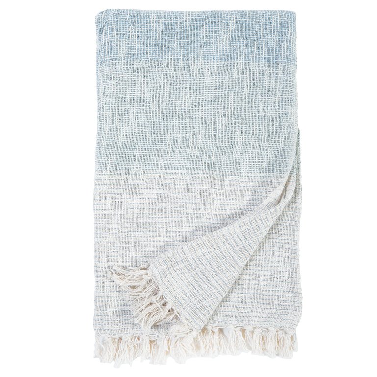 Isla Oversized Throw Blanket - Ivory/French Blue