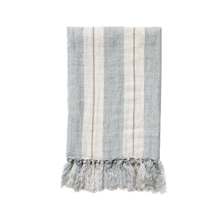 Laguna Linen Throw - Ocean/Natural