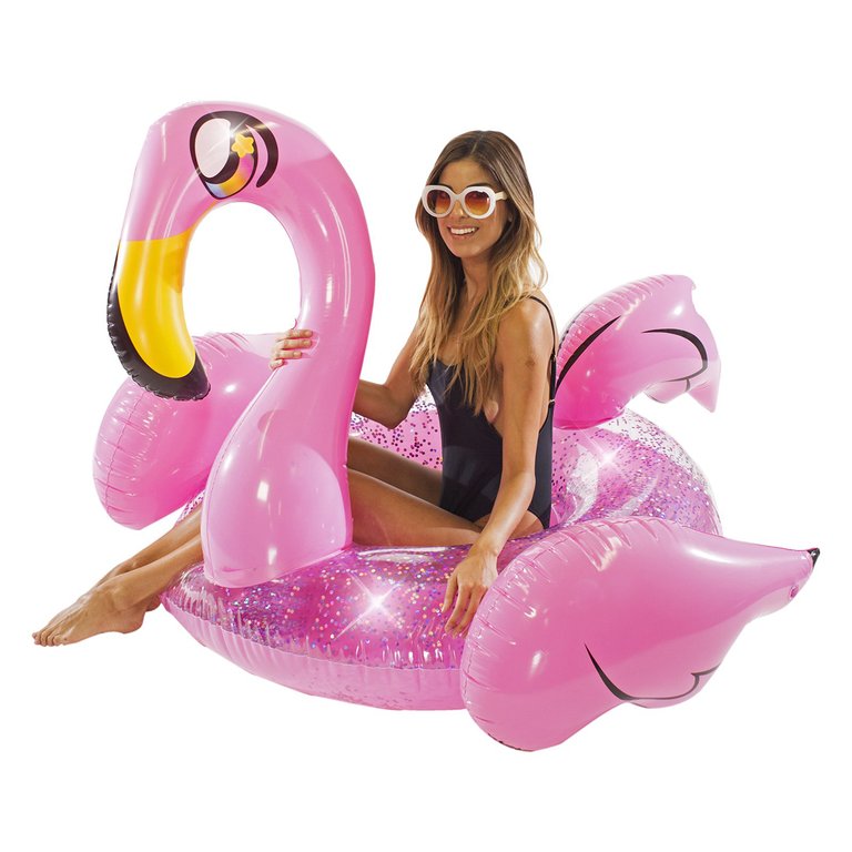 PoolCandy Jumbo 48" Pink Glitter Flamingo Pool Tube