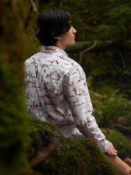 Hunting Hawk Printed Casual Button Down Long Sleeve Shirt